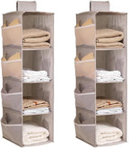 Hanging Closet Organizer, 4-Section Storage Shelves, Oxford Cloth with Mesh Pockets, (Gray, 4 Section)