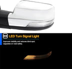 Spec-D Tuning Chrome Power Fold Heated + Puddle + Blind Spot Monitor Left Driver Side Mirror Compatible with 2019-2024 Ram 1500, Left + Right Pair