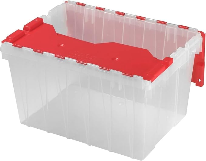 Akro-Mils KeepBox 12 Gallon Storage Container, Nesting and Stackable Plastic Storage Box with Lid Attached, Clear Tote for Ga