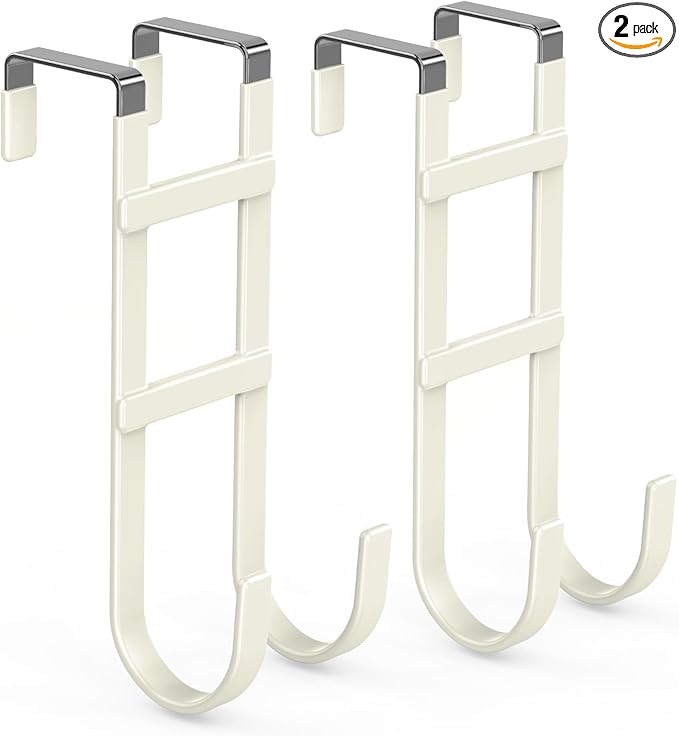 FYY Over The Door Hooks - 2 Pack Heavy Duty Dual-Hook Organizer Hanger with Non-Slip Rubber for Towels, Clothes, Hats & Bags 