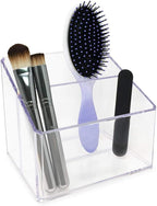 Isaac Jacobs Clear Acrylic 2-Section Organizer, Remote Holder & Multi-Functional Makeup, Brush, Pen & Pencil Storage Solution