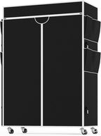 Homdox Garment Rack with Cover, Heavy Duty Clothing Rack for Hanging Clothes, Portable Closet Wardrobe, Double Rods Garment R