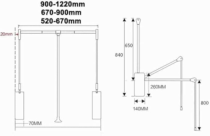 Pull Down Wardrobe Clothes Rail - Extendable Clothes Rail, Steel Sliding Trouser Bar, Push-Pull Wardrobe Organizer, Soft Clos