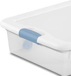 Sterilite 4-Pack 56 Quart Wheeled Latching Box, Underbed Clear Plastic Storage Organizer - Under Bed Rolling Container Bin wi