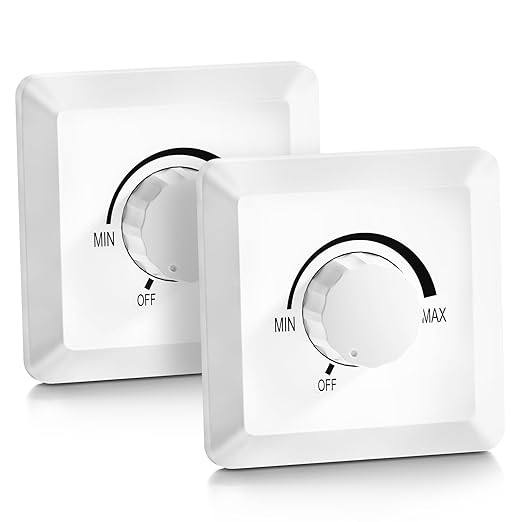 GZV 12V Dimmer Switch, 200W PWM Dimmer Switch - Adjustable Brightness for LED, Halogen, Incandescent & Strip Lights - Compatible with RV, Auto, Truck, Marine, White, 2Pack