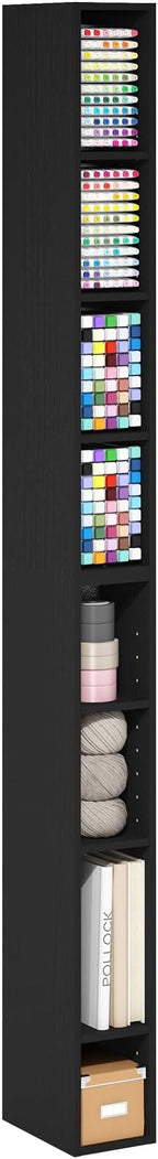 Furinno Fulda Book Shelf, 8-Tier Bookshelf, Bookcase with Space Saving Storage Shelf, 9.2 x 5.9 x 70.9, for Living Room, Bedr