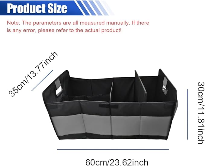 Car Trunk Organizer, Large Capacity Oxford Cloth Car Storage Box, Collapsible Multi-Compartment Organization Container,