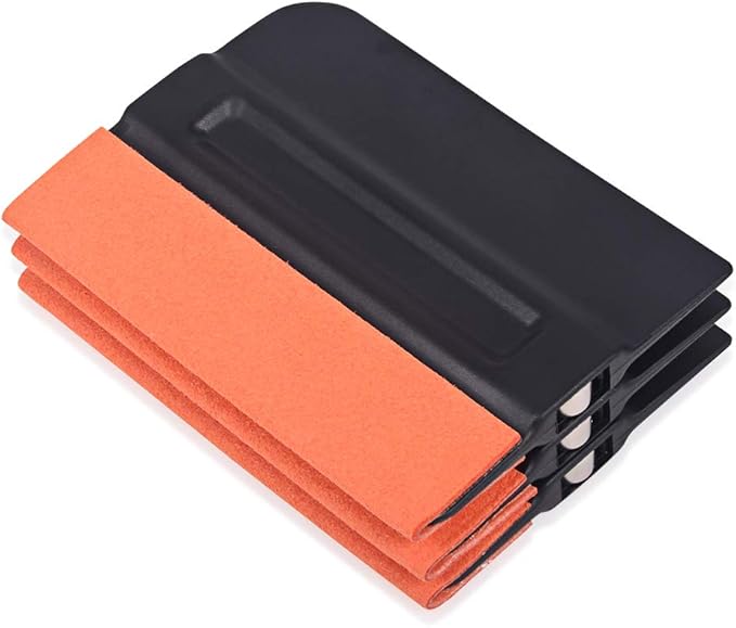 Gomake Vinyl Wrap Squeegee 4 Inch Magnet Tint With Micro-Fiber Felt Edge - Car Vinyl Scraper Decal Applicator Tool, Wallpaper Window Film Smoothing Tool, Pack of 3