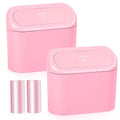 NBTEPEM Pink Car Trash Can with Lid - 2 Pack, Mini Auto Garbage Can with 60 Trash Bags, Leakproof Automotive Garbage Container Bin, Multipurpose Organizers and Storage for Car, Home, Office (Pink)