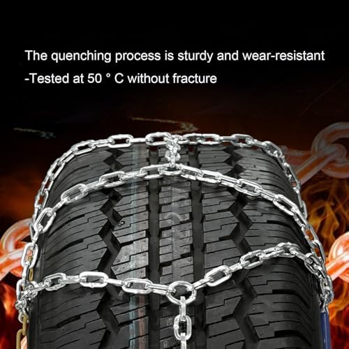 Auto Tightening Snow Chains for Cars, SUVs & Trucks - Quick Fit 1-Minute Installation, Reusable Emergency Traction Tire Chain