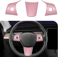 for Tesla 2017-2023 Model 3 and 2020-2024 Model Y Steering Wheel Cover Trim Interior Decoration Protection Accessories(Pink)