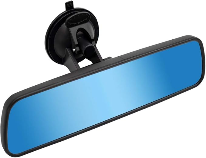 Anti-Glare Rear View Mirror,LECAMEBOR Blue HD Universal Car Interior Rear View Mirror with Adjustable Suction Cup (360° Adjustable Angle)