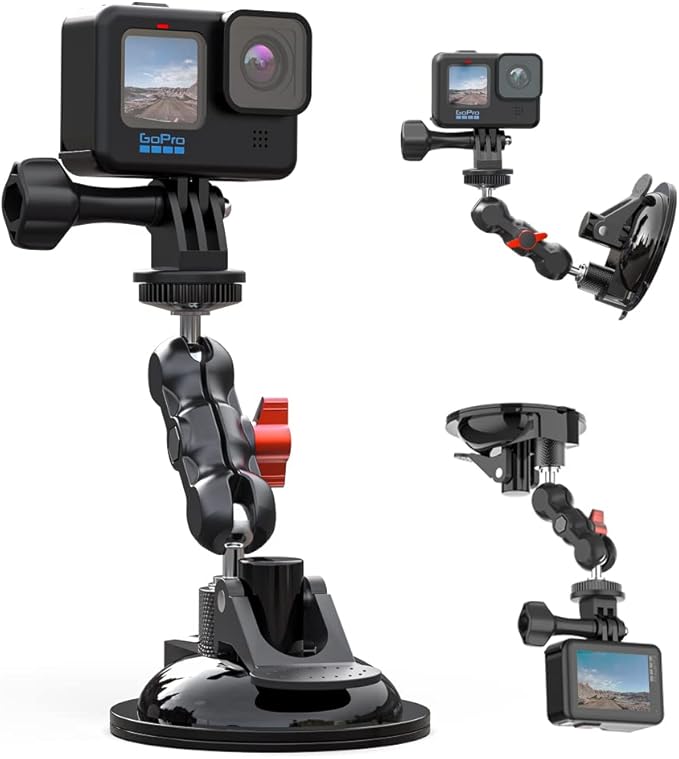 SUREWO Metal Suction Cup Car Mount for GoPro, DJI Osmo Action 3 and Most Action Cameras
