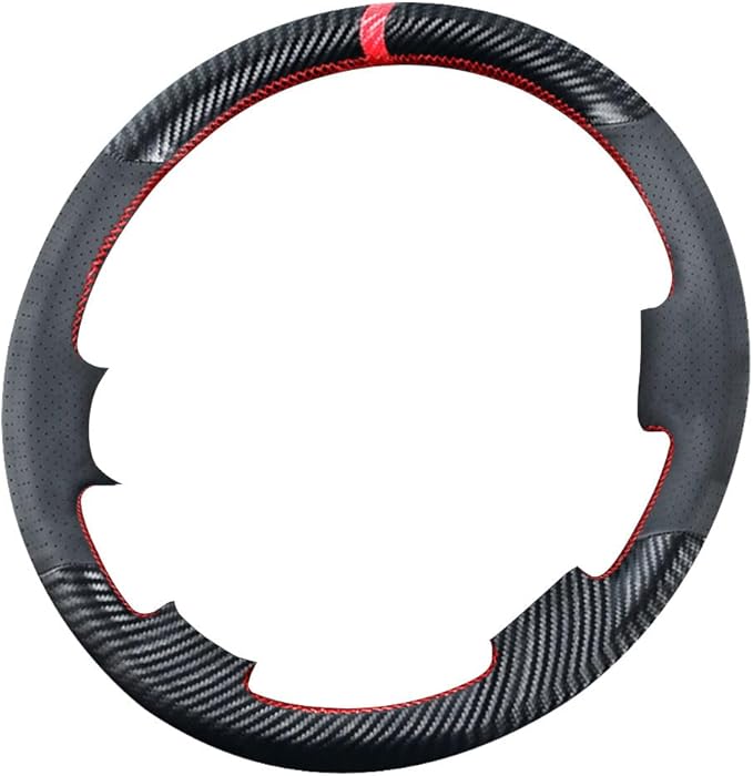 DIY Carbon Fiber Steering Wheel Covers for Toyota Tundra 2007 2008 2009 2010 2011 2012 2013 / Land Cruiser 2008-2015 / Sequoia 2008-2013 15 inches Leather Interior Accessories