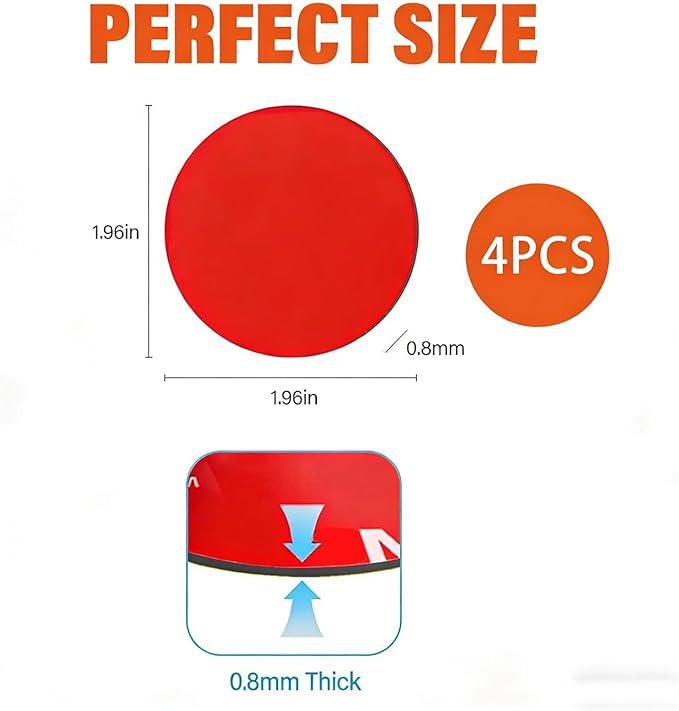 8Pcs Adhesive Dashboard Mounting Disk Set, 2" Heat Resistant Double Sided Mounting Sticker Tape for Car Dashboard Windshield Camera GPS Holder with 4 Adhesion Promoter (4Pcs Round+4Pcs Square)