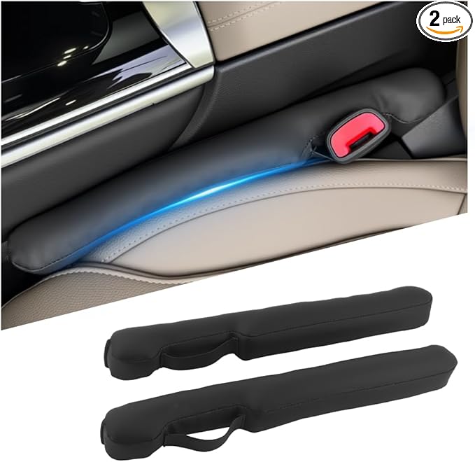 2PCS Car Seat Gap Filler with Retaining Ring Design,Soft Car Gap Fillers Between Seats Avoids Items Falling Out of Gaps,Upgraded Cars Gaps Seat Filler Hard to Shift