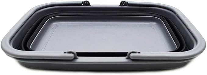 SAMMART SAMMART 9.2L (2.37Gallon) Collapsible Tub with Handle - Portable Outdoor Picnic Basket/Crater - Foldable Shopping Bag - Space Saving Storage Container (1, Grey/Black)
