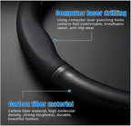 1 Pack Car Breathable Steering Wheel Cover, Wear -Resistant Steering Wheel Sleeve, Carbon Fiber Non-Slip Steering Wheel Protector, Four Seasons Universal Steering Wheel Set (Black #Circular)