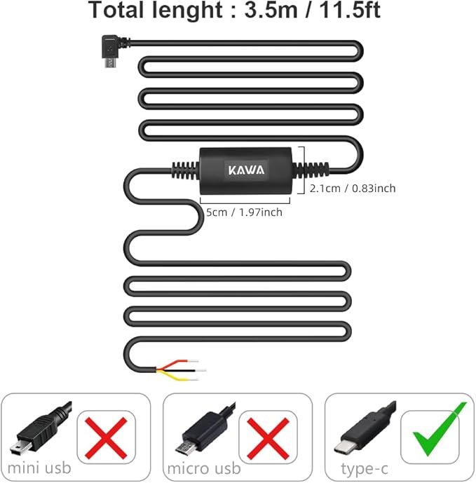 KAWA Dash Cam Hardwire Kit, Copatible with D11, MINI 3, MINI 3Pro