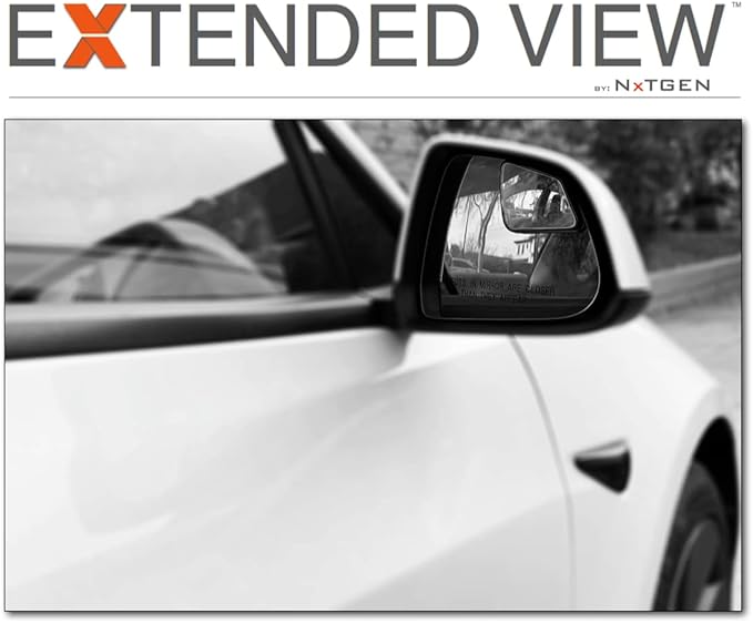 Blind Spot Mirrors- Compatible with Tesla Model S Extended View - 2 Piece Set (Left & Right)