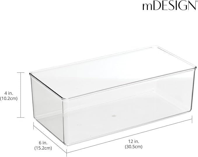 mDesign Long Plastic Drawer Organizer Box, Storage Organizer Bin Container; For Closets, Bedrooms, Use for Leggings, Socks, T