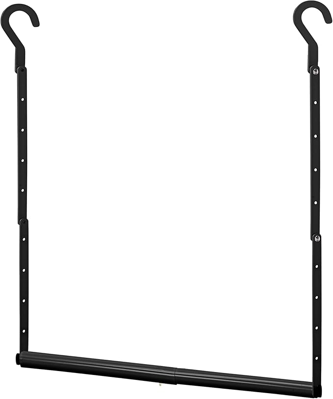 STORAGE MANIAC Adjustable Closet Rod Extender, Heavy Duty Space-Saving Clothes Hanging Bar, Double Rod Organizer, Black, 1 Pa