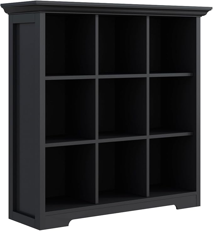 OSCHF Cube Storage Bookcase with Base - Wooden 3 Tiers Floor Standing Open Shelf Cabinet for Home and Office, 9-Cube Lattice 