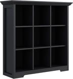 OSCHF Cube Storage Bookcase with Base - Wooden 3 Tiers Floor Standing Open Shelf Cabinet for Home and Office, 9-Cube Lattice 