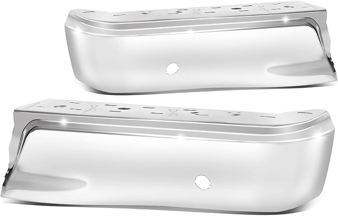 Auto Dynasty Rear Bumper End Caps Cover Compatible with 2015-2020 Ford F-150, Driver and Passenger Side, with Parking Sensor Holes, Polished Chrome