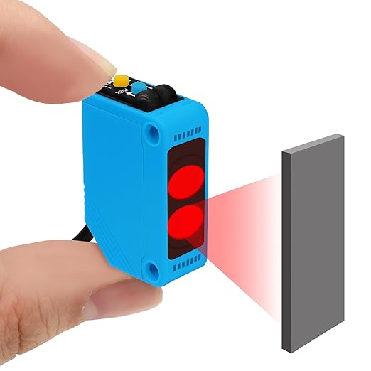 Micro Photoelectric Sensor Switch PNP NO+NC,DC10-30V,Distance:80cm/31.52'', AE3Z-D81,Reflective photovoltaic Sensor,Garage Pa