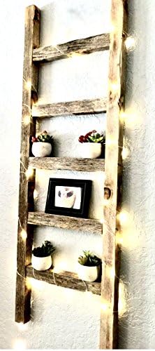 BARNWOODUSA Rustic Decorative Ladder - 100% Upcycled Wood (48" x 12" x 1.5", Weathered Gray)