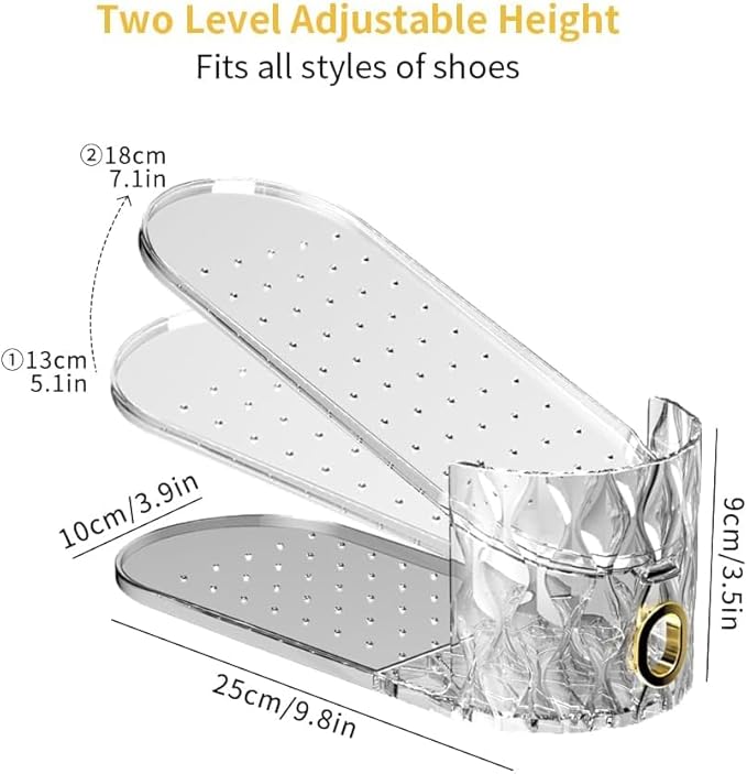 Shoe Slots Organizer, 15 Pack - Adjustable Shoe Stacker for Closet Storage, Clear Double Layer Space Saver, Durable and Stack