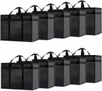 NZ home Insulated Bags for Food Delivery (XL Plus) Grocery Shopping Cooler Bag, Pizza Delivery, Hot & Cold Catering Tote, Reusable, Foldable & Heavy Duty (10 Pack, Black)