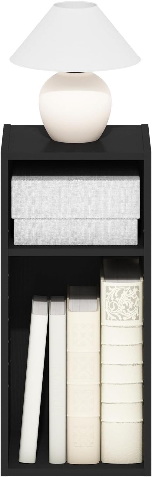 Furinno Fulda Book Shelf, 2-Tier Narrow Bookshelf, Bookcase with 10-in Width Storage Shelf, 9.3 x 9.8 x 21.2, for Living Room