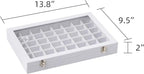 Frebeauty 40 Grid Jewelry Tray,Adjustable Earring Holder Organizer with Glass Lid,Velvet Drawer Jewelry Organizer for Rings,S