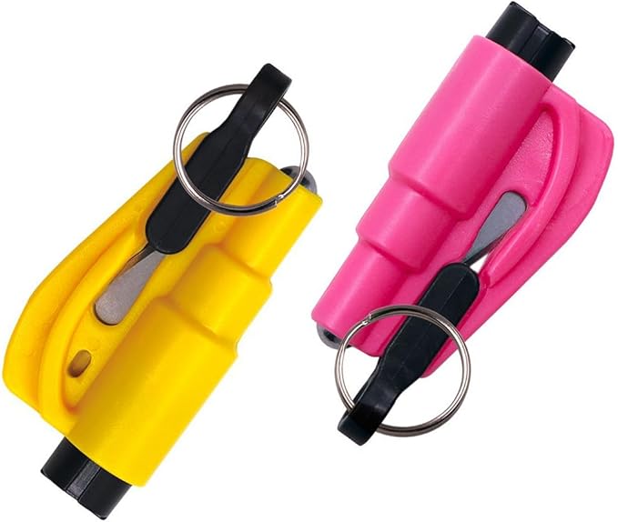 2-Pack Original Emergency Keychain Car Escape Tool – 2-in-1 Seatbelt Cutter & Window Breaker, Compact Auto Safety Hammer, Saf