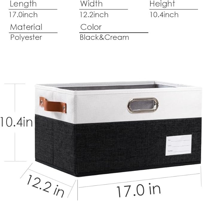 PRANDOM Larger Foldable Storage Bins with Handles [5-Pack] Fabric Collapsible Storage Boxes Baskets Cubes Containers with Han