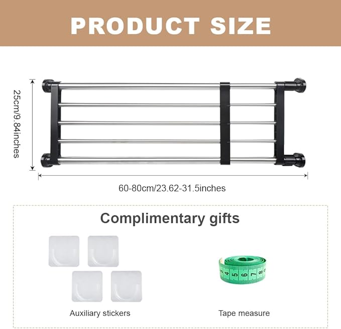 Hershii Expandable Closet Tension Shelf Rod Adjustable Metal Storage Rack Cabinet Organizer DIY Divider Separator Shelves for