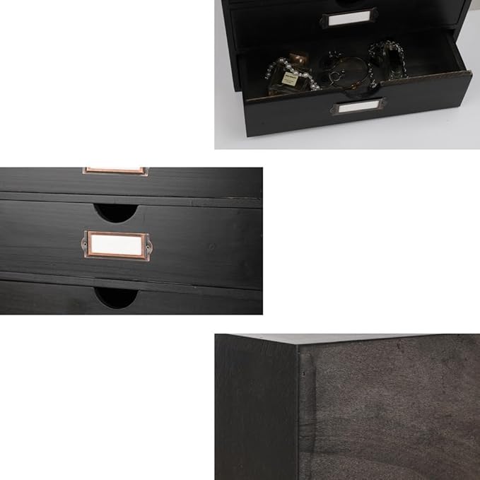Wooden Storage Box Rustic Desktop Organizer with 3 Drawers Office Desk Accessories Shelf Large Craft Storage Containers Apoth