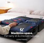 LeanTravel Premium Compression Packing Cubes for Travel - Suitcase Organizer Bags with Double Zipper & Breathable Mesh Panel 