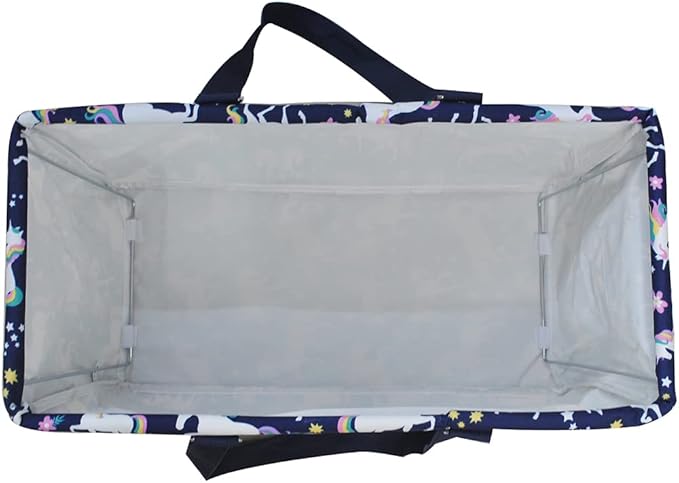 NGIL Extra Large Utility Tote Reusable Grocery Bag Oversized Collapsible for Groceries, Storage, Picnic, Beach (Unicorn Print-navy)