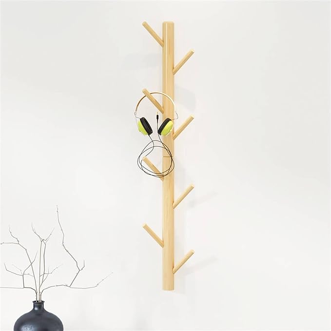 Coat Rack 2 pack-Wall Mounted Hat Rack Coat Hooks-Sturdy Wooden Coat Rack Stand-Entryway Hall Tree Coat Tree with Solid Base 