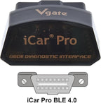 Vgate iCar Pro Bluetooth 4.0 (BLE) OBD2 Fault Code Reader OBDII Code Scanner Car Check Engine Light for iOS/Android