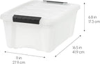 IRIS USA 13 QT Plastic Storage Box with Lid and Latches - 6 Pack - BPA-Free, Discreet Organizing Solution, Durable Nestable S