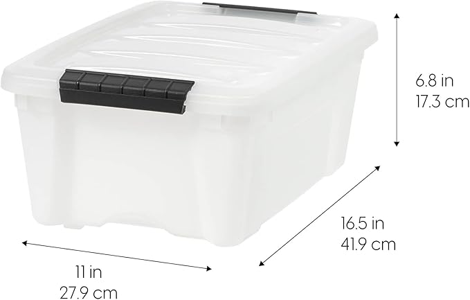 IRIS USA 13 QT Plastic Storage Box with Lid and Latches - 6 Pack - BPA-Free, Discreet Organizing Solution, Durable Nestable S