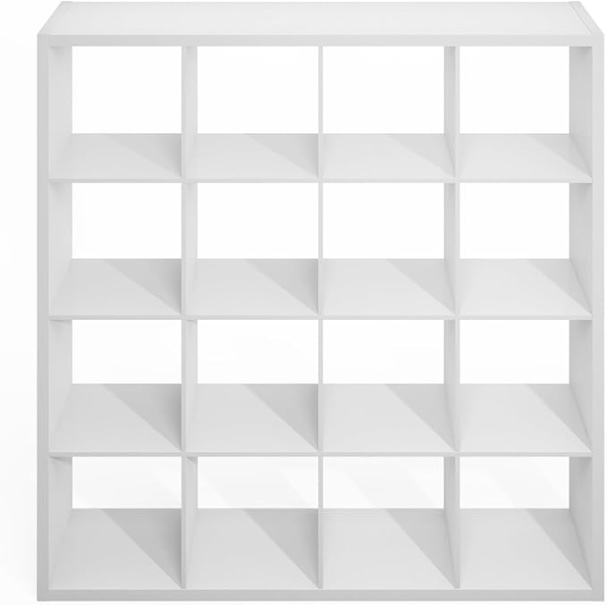 Furinno Simple Cube Storage Organizer, 16-Cube Display Shelf, Open Back Shelving Unit, Storage Shelves, Extra Thick Frame, fo