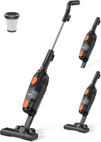 Candy Corded Stick Vacuum Cleaner, Powerful Suction Handheld Vacuum with One-Click Dust Disposal, 3-in-1 Use for Hard Floor, 