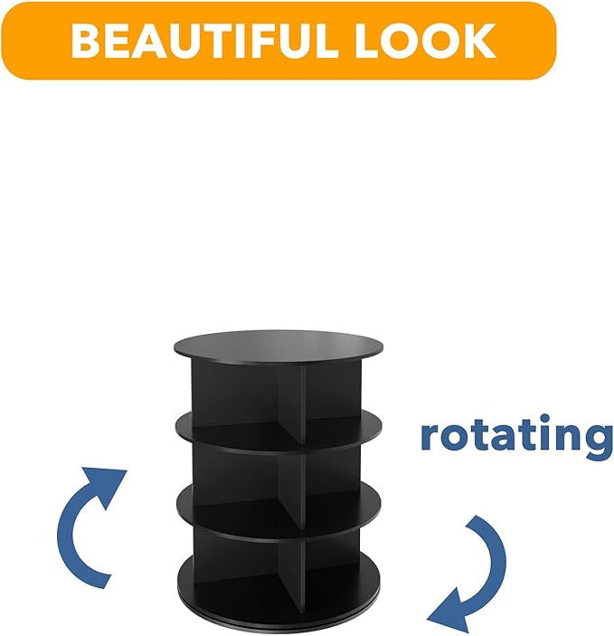 SpaceAid 3 Tier Rotating Shoe Rack Tower, Spinning Shoe Display Lazy Susan, Revolving 360 Shoe Rack Storage Round Carousel, V