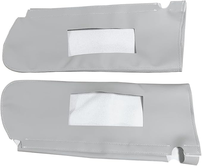 Car Sun Visor Cover Pair Gray, Leather Sun Visor Replacement Cover for Chevy Tahoe Suburban Yukon 1995-1999,(Skin Only)