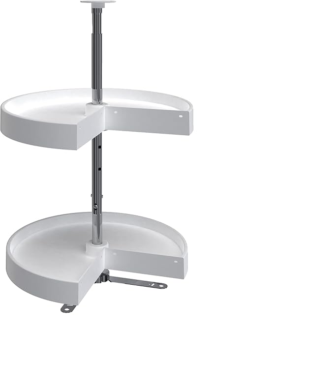 Rev-A-Shelf 18" Pie-Cut Dual Tier Lazy Susan Organizer for Corner Wall Kitchen Cabinets, Plastic Home Rotating Storage Shelve